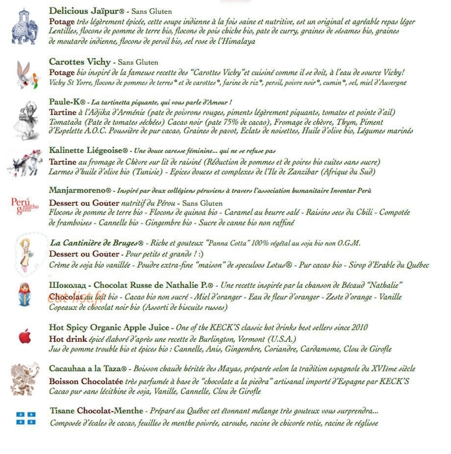 Keck's Café Nature Shop — carte page 1