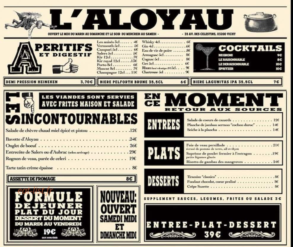 L'aloyau — carte page 1