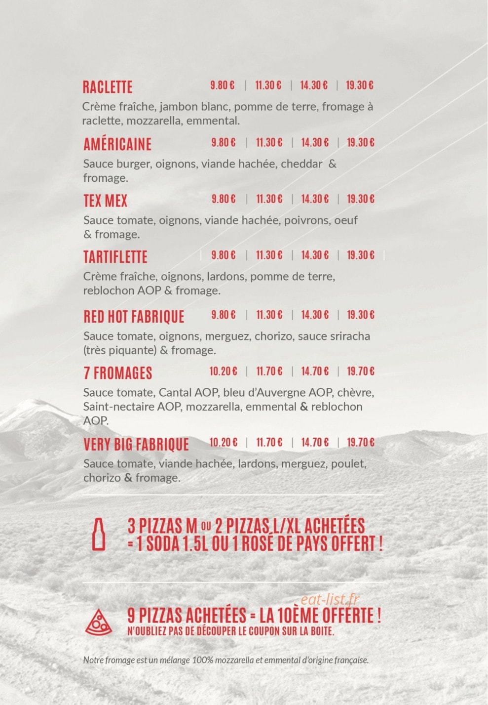 La Fabrique à Pizzas — carte page 4