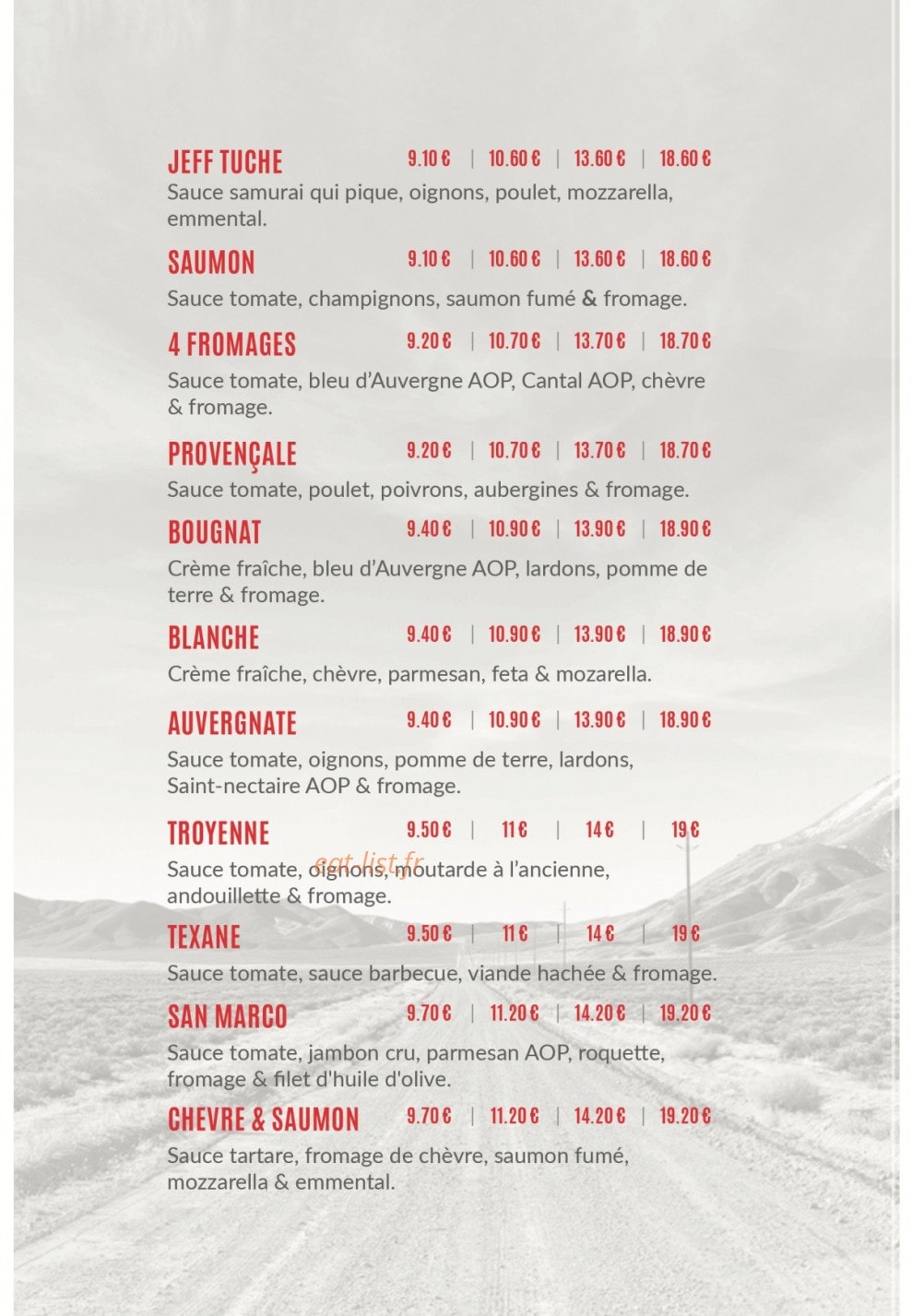 La Fabrique à Pizzas — carte page 3