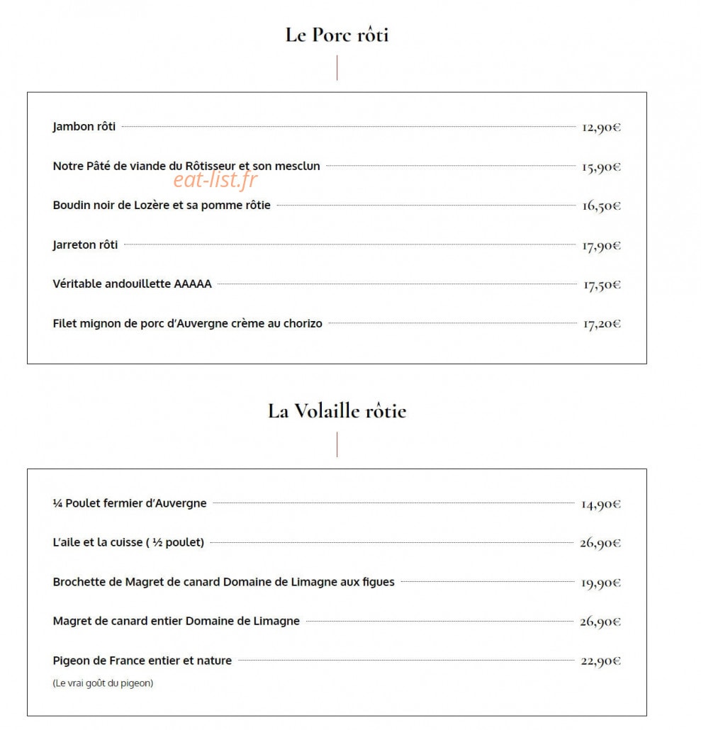La Rôtisserie — carte page 5