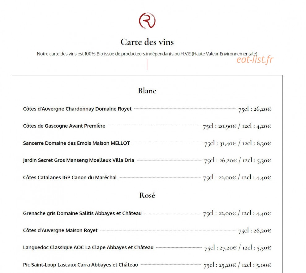 La Rôtisserie — carte page 20