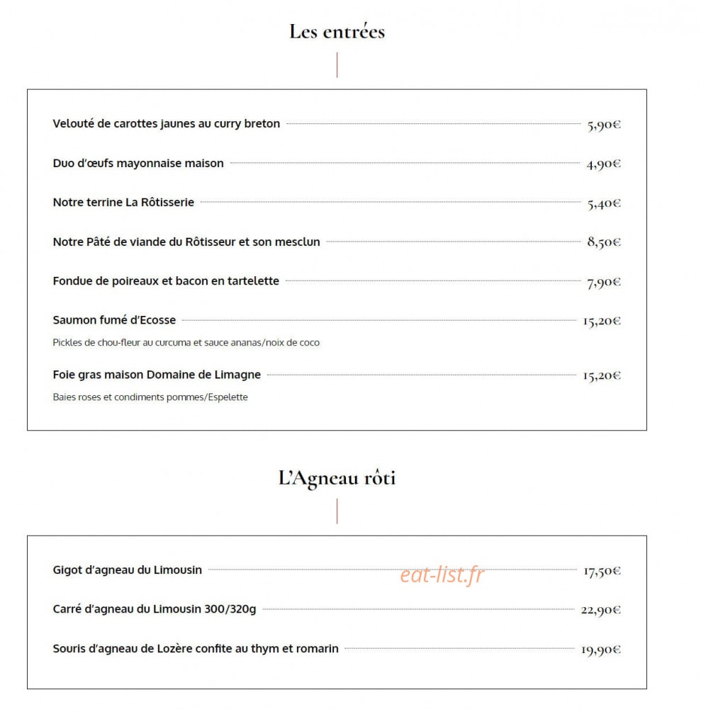 La Rôtisserie — carte page 3