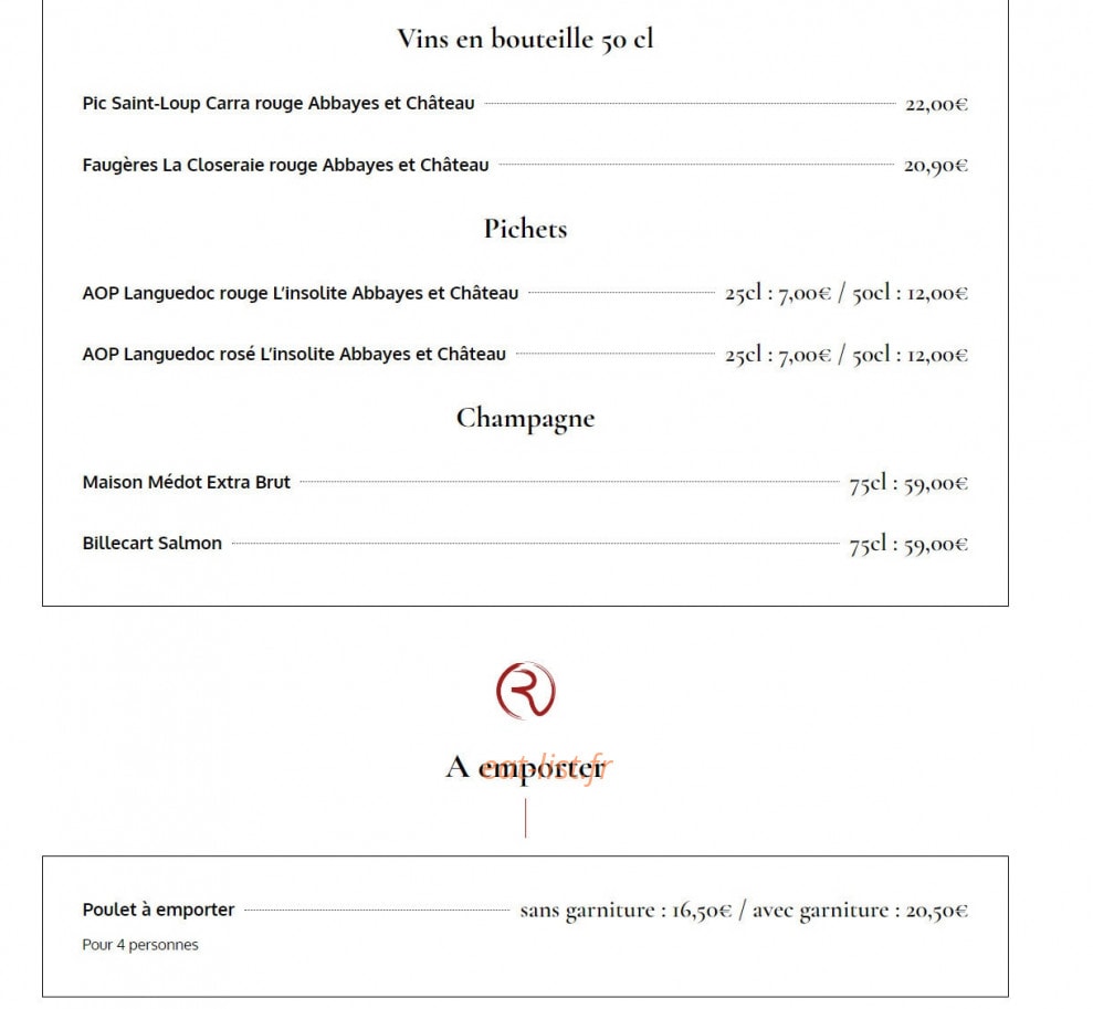 La Rôtisserie — carte page 22