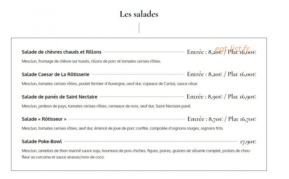 La Rôtisserie — carte page 2
