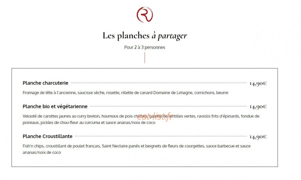 La Rôtisserie — carte page 1