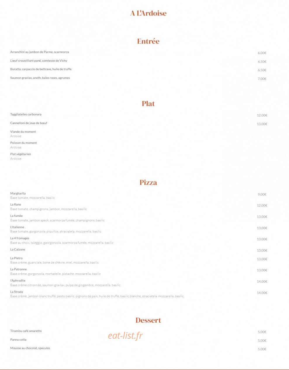 La Strada — carte page 1
