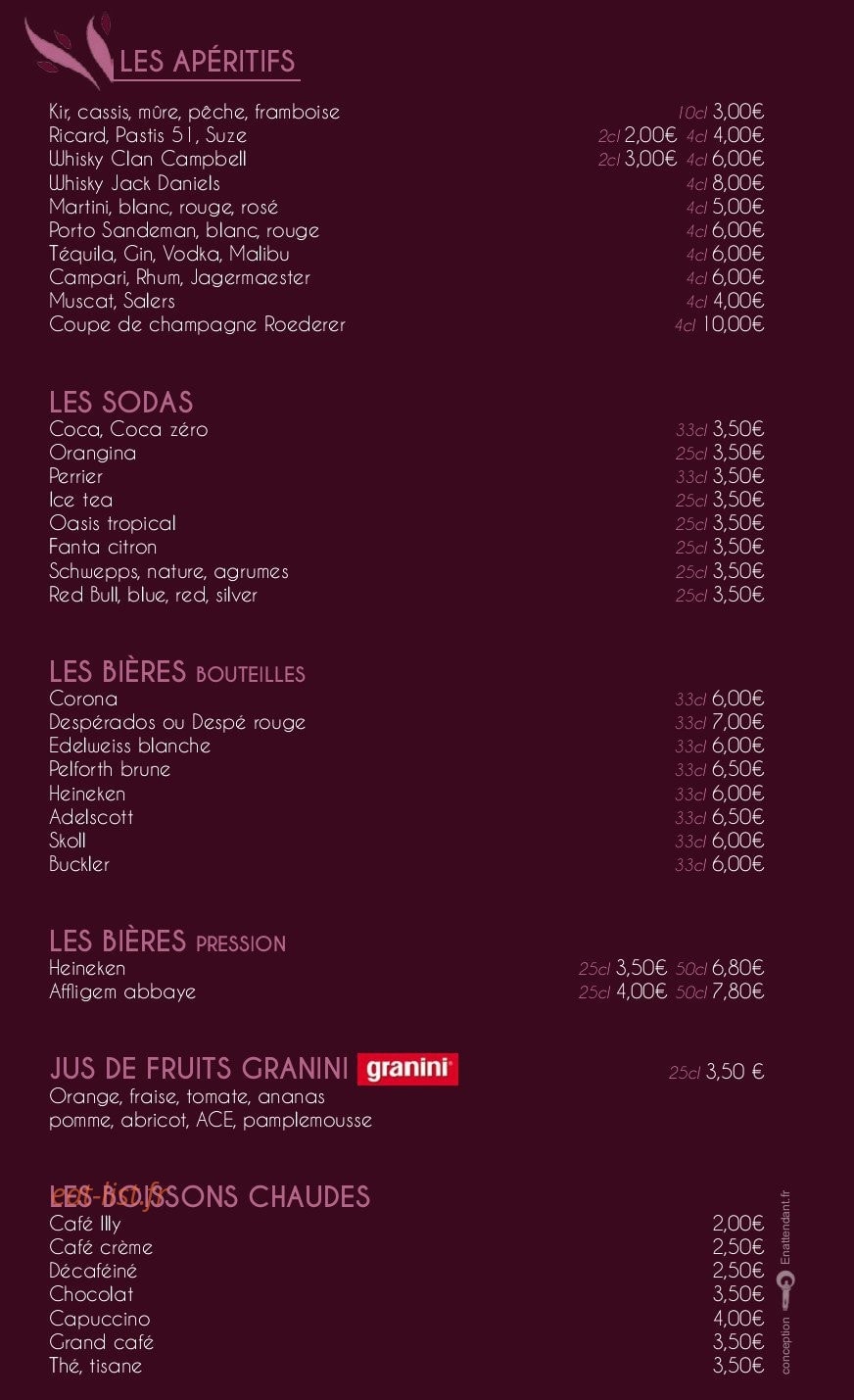 Le Bungalow — carte page 15