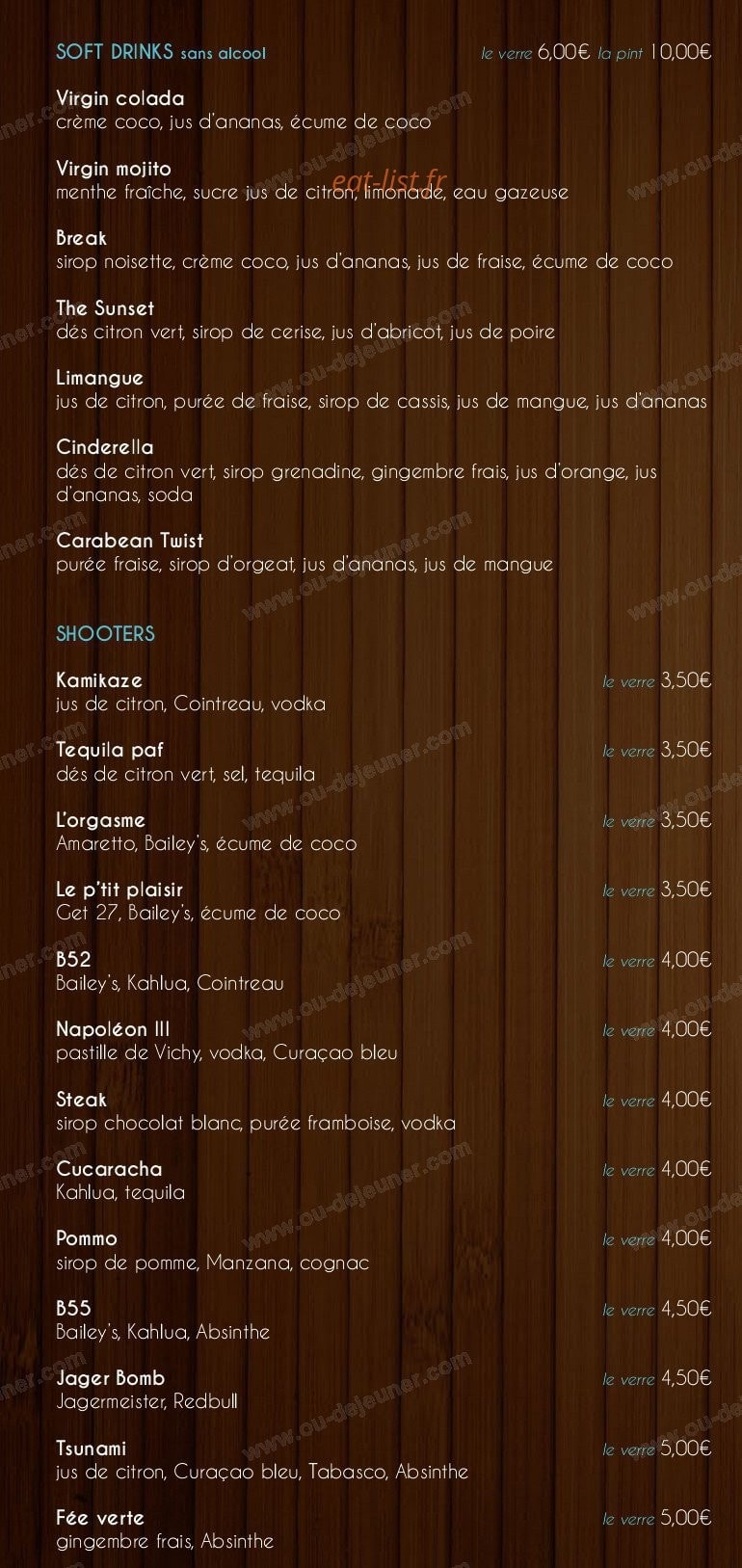 Le Bungalow — carte page 8