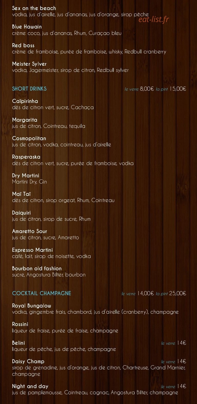 Le Bungalow — carte page 7