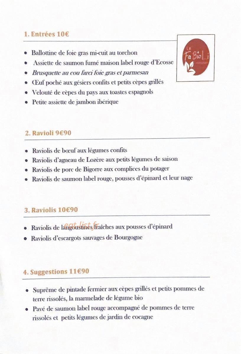 Le Fabioli — carte page 1