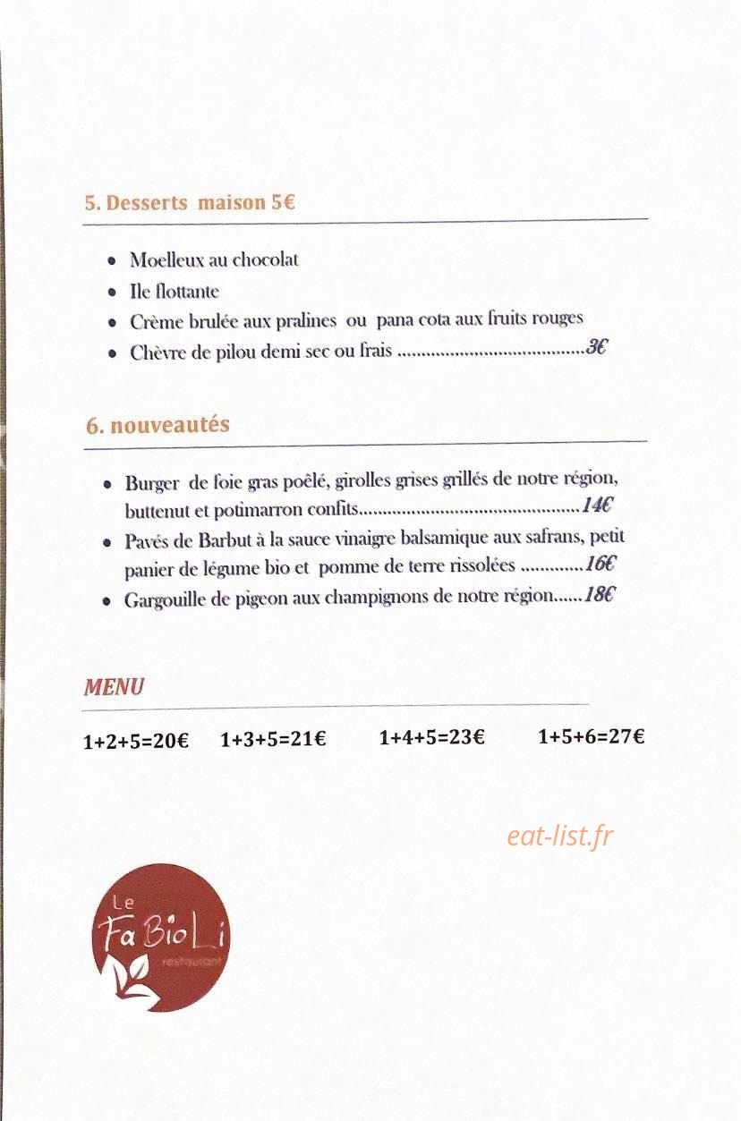 Le Fabioli — carte page 2