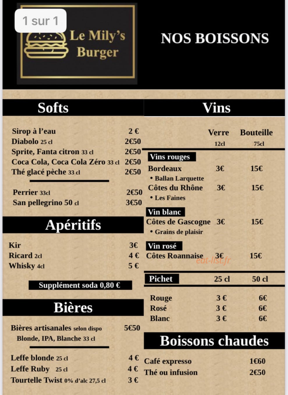 Le Mily'S Burger — carte page 3