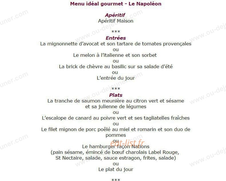 Le Napoléon — carte page 1