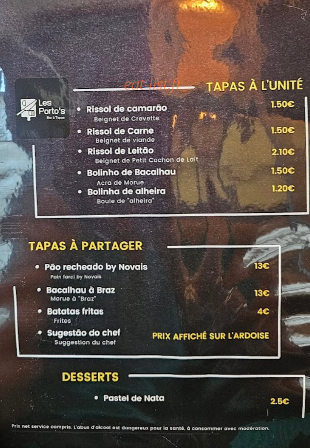 Les Porto's — carte page 1