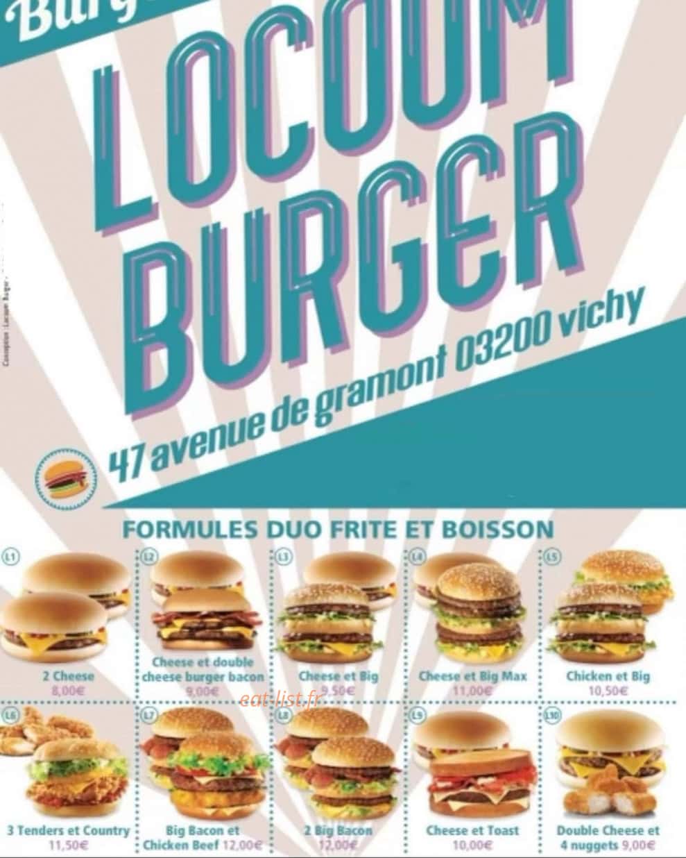 Locoom Burger — carte page 1