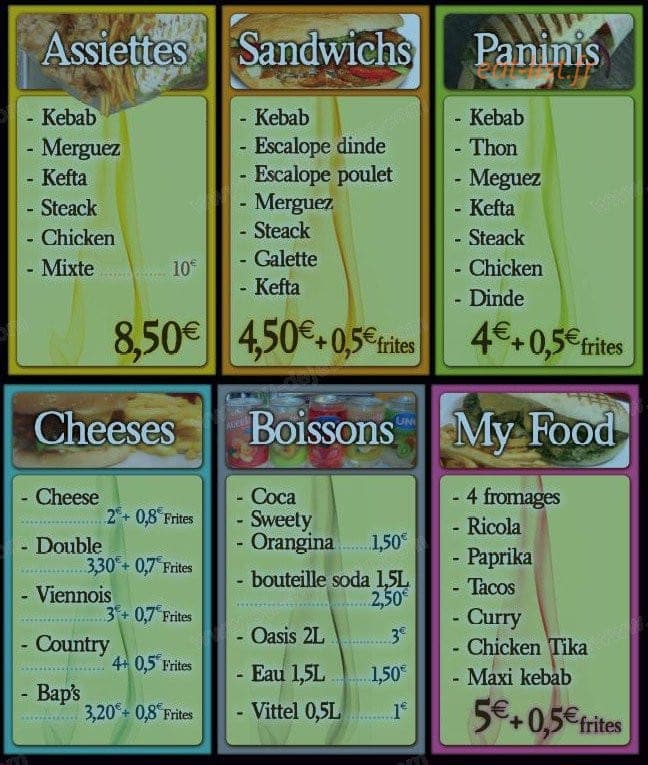 My Food Kebab — carte page 1