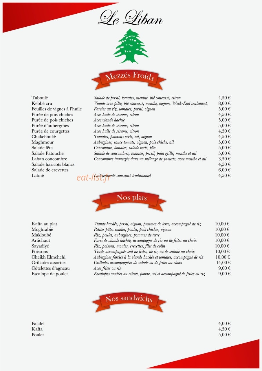 Restaurant du Liban — carte page 4