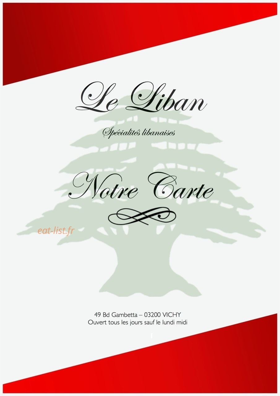 Restaurant du Liban — carte page 1