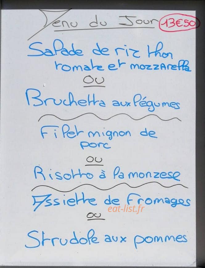 La Trattoria de Meillers — carte page 1