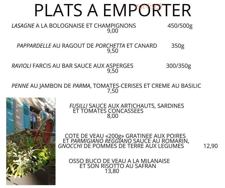 La Trattoria de Meillers — carte page 2