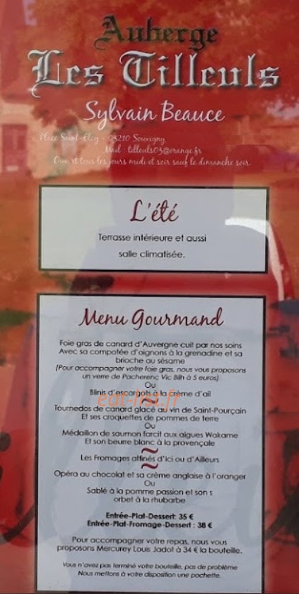 L'Auberge des Tilleuls — carte page 3