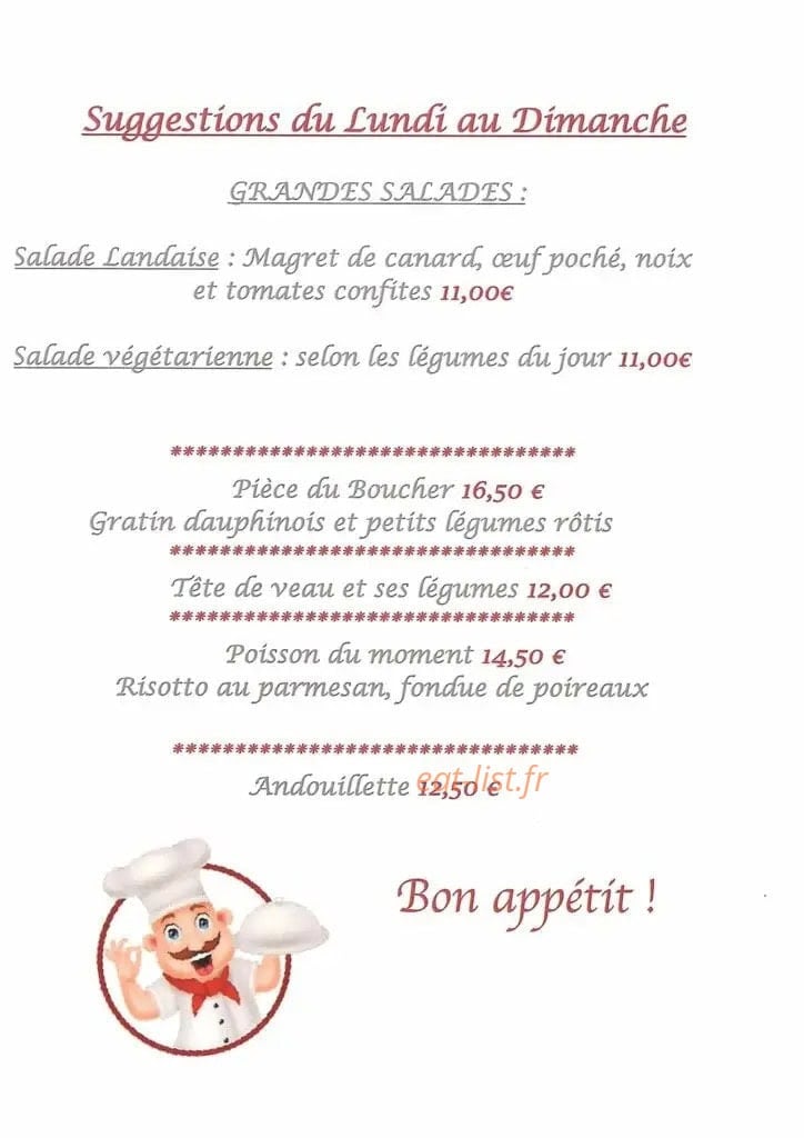 Auberge de la Vieille Maison — carte page 4