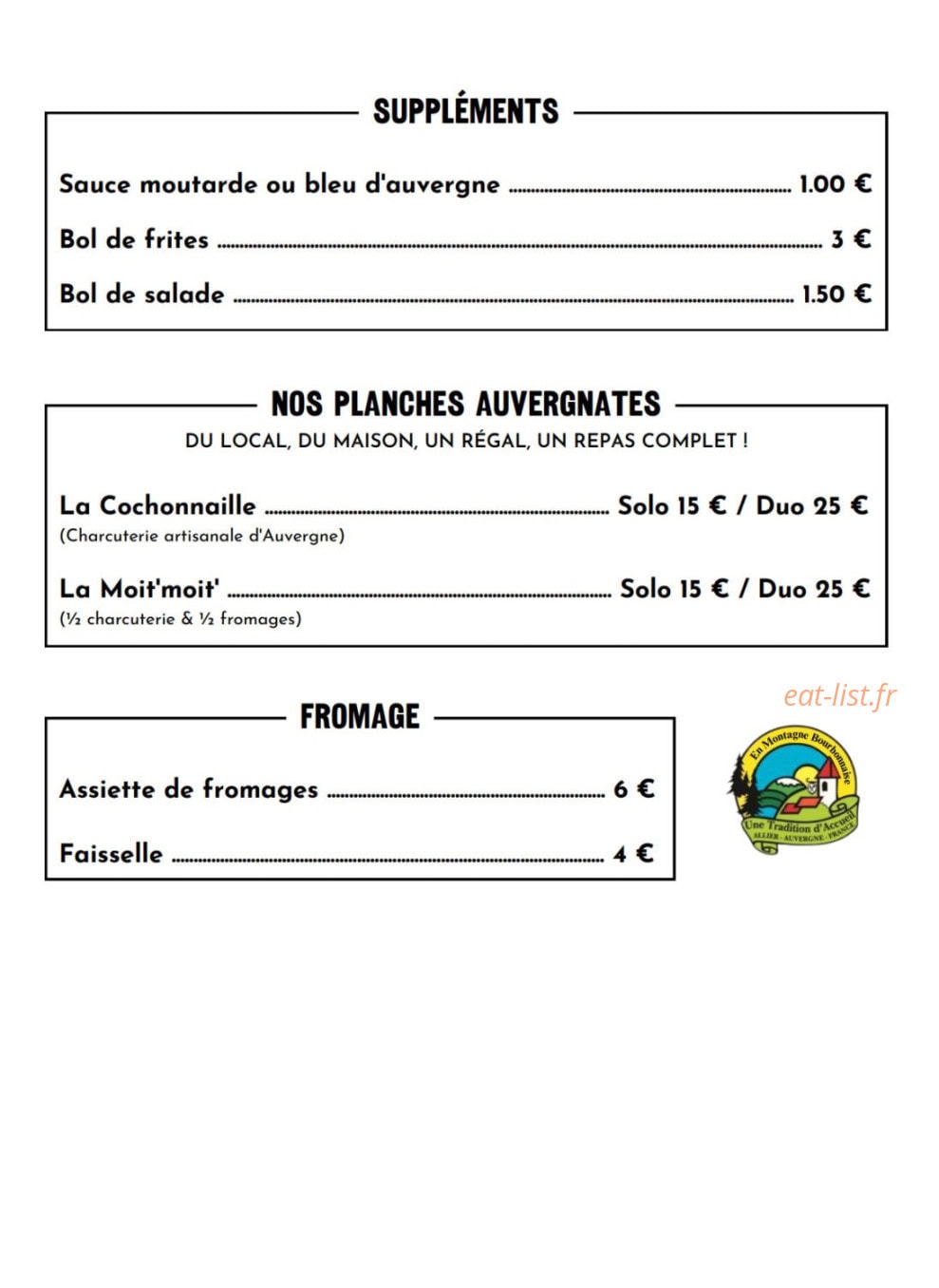 L'Auberge Des Bois Noirs — carte page 4