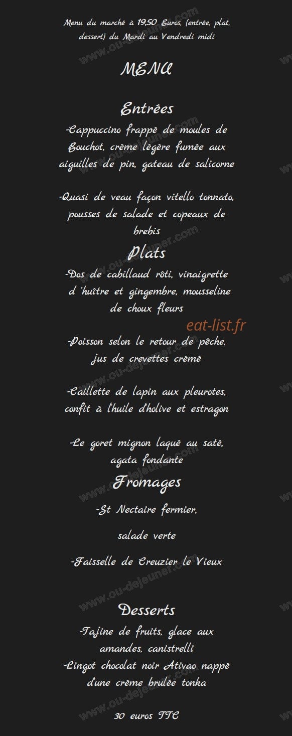 L'Auberge du Pont — carte page 1