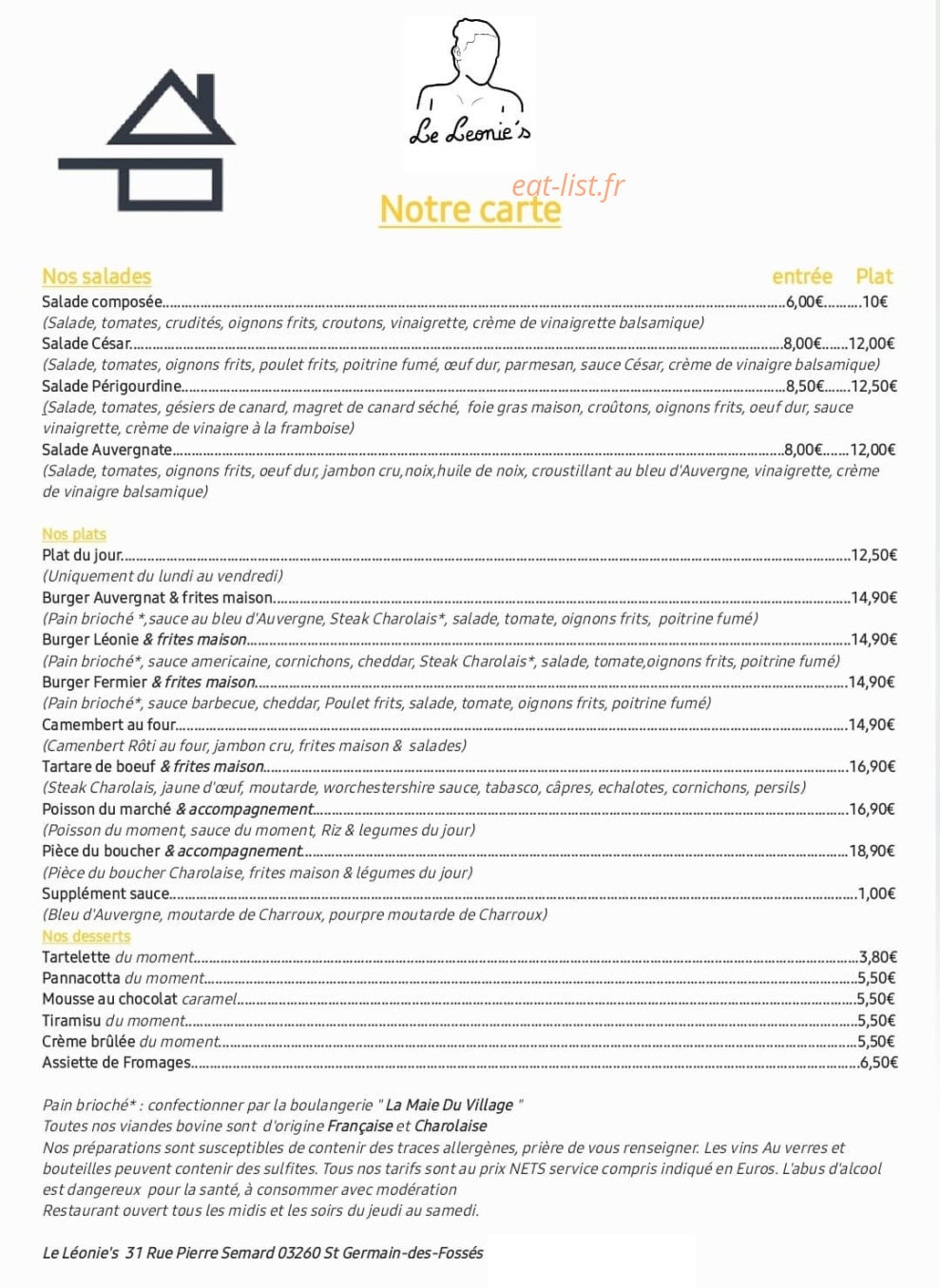 Le Leonie's — carte page 1