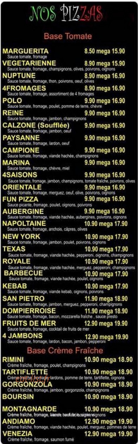 Fun Pizza — carte page 1