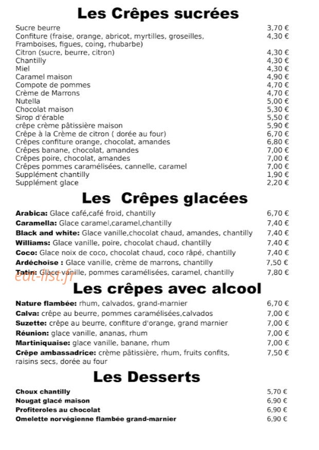 Crêperie du Théâtre — carte page 5