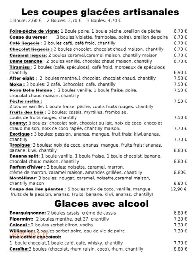 Crêperie du Théâtre — carte page 1