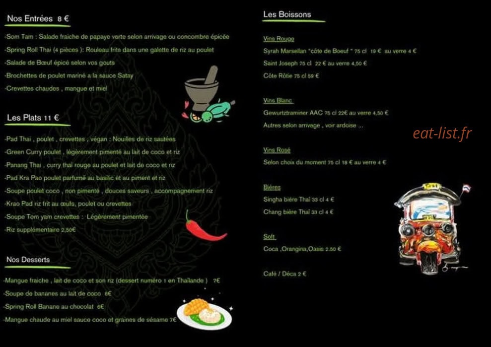 La cuisine de Da — carte page 1