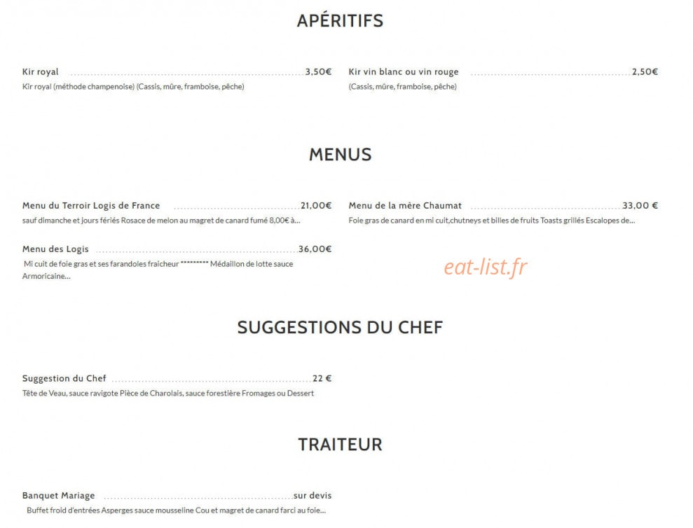 Chez Chaumat — carte page 1