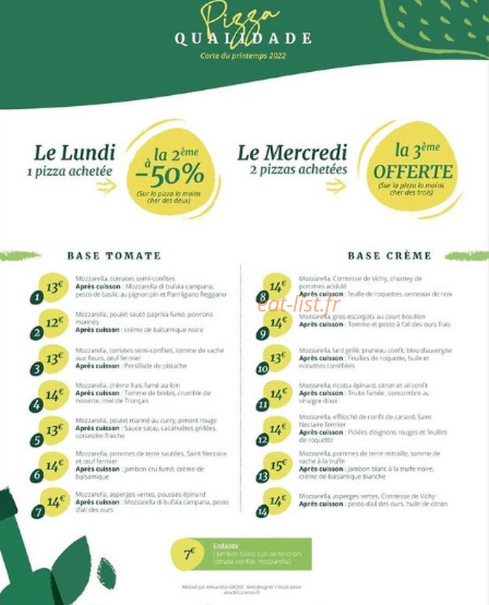 Pizza Qualidade — carte page 1