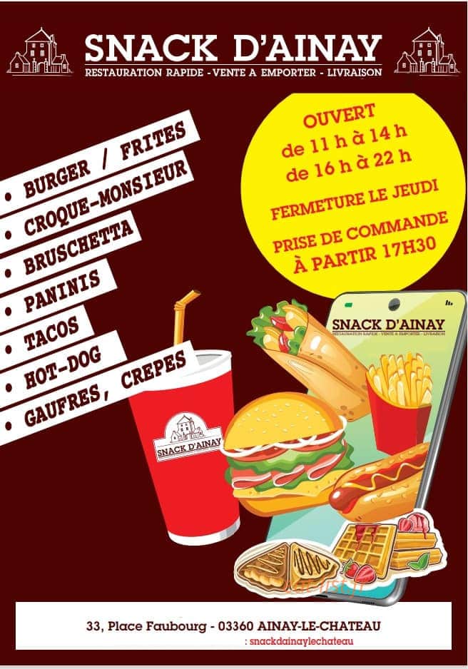 Snack d'Ainay — carte page 1