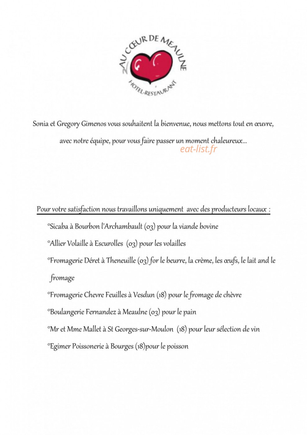 Au Coeur de Meaulne — carte page 1