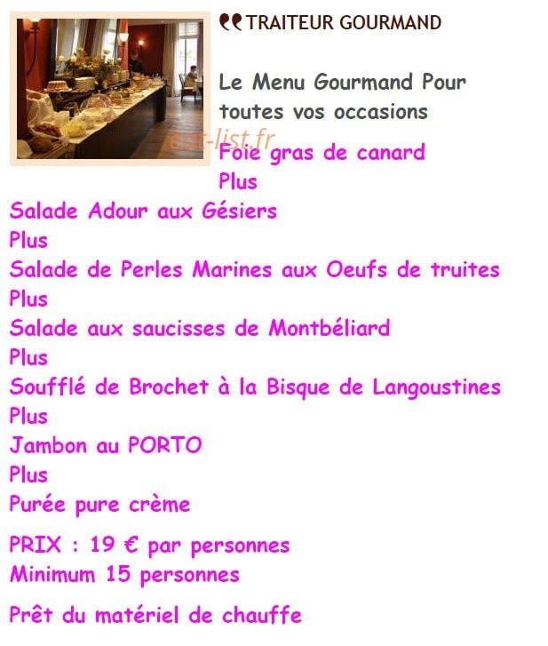 Dupeux Traiteur — carte page 1