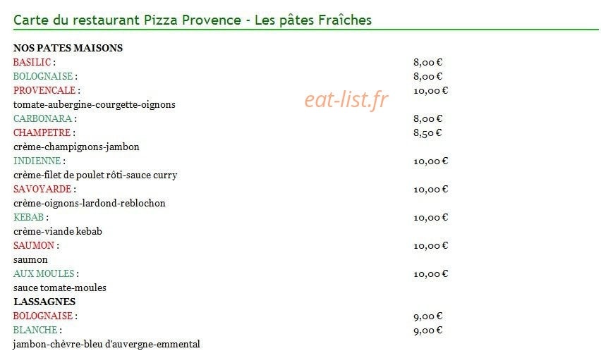 Pizza Provence — carte page 7