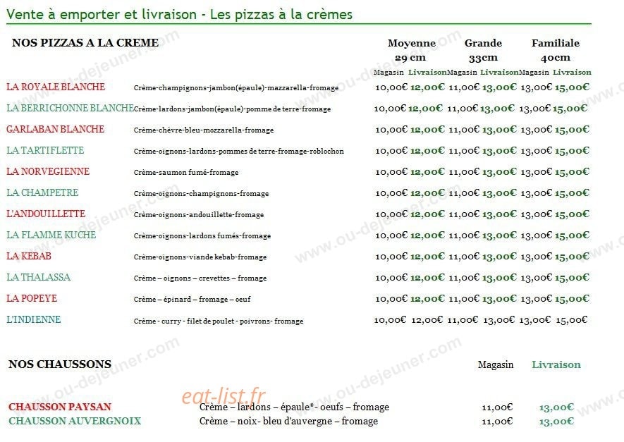 Pizza Provence — carte page 4