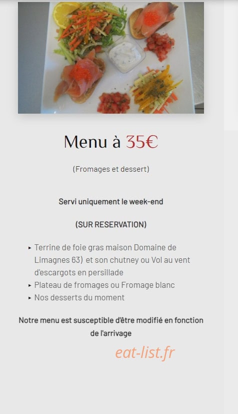 Auberge La Chaumière — carte page 6