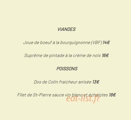 Auberge La Chaumière — carte page 2
