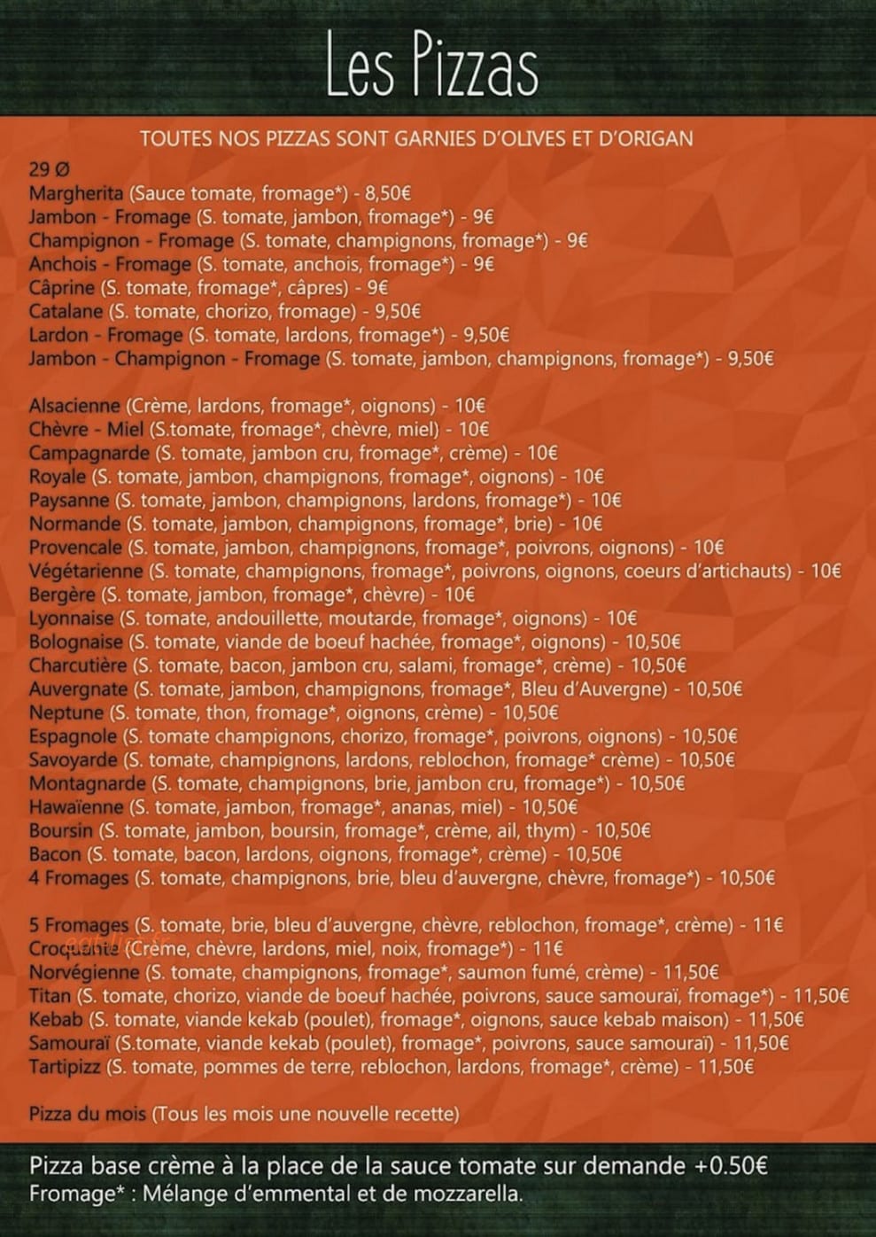Pizza Saka — carte page 1