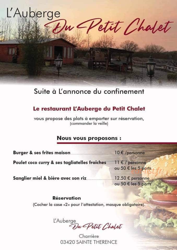 Auberge du petit chalet — carte page 1