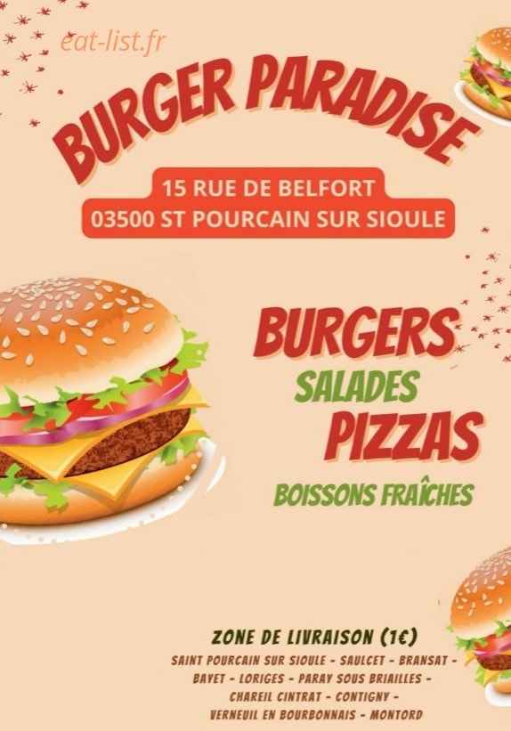 Burger Paradise — carte page 1