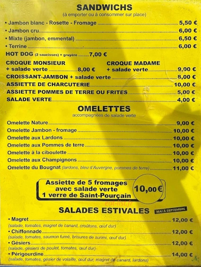 Café-Brasserie Du Cours — carte page 1