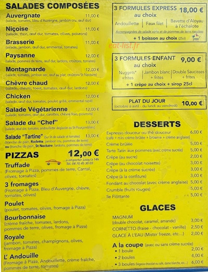 Café-Brasserie Du Cours — carte page 2