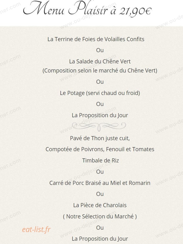 Le Chêne Vert — carte page 1
