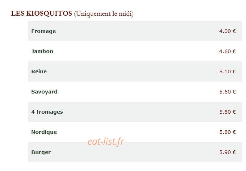 Le Kiosque à Pizzas — carte page 3